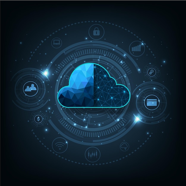 Technology Cloud computing concept Cloud storage with data protected exchange