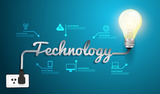 Technology concept modern template, creative light bulb idea