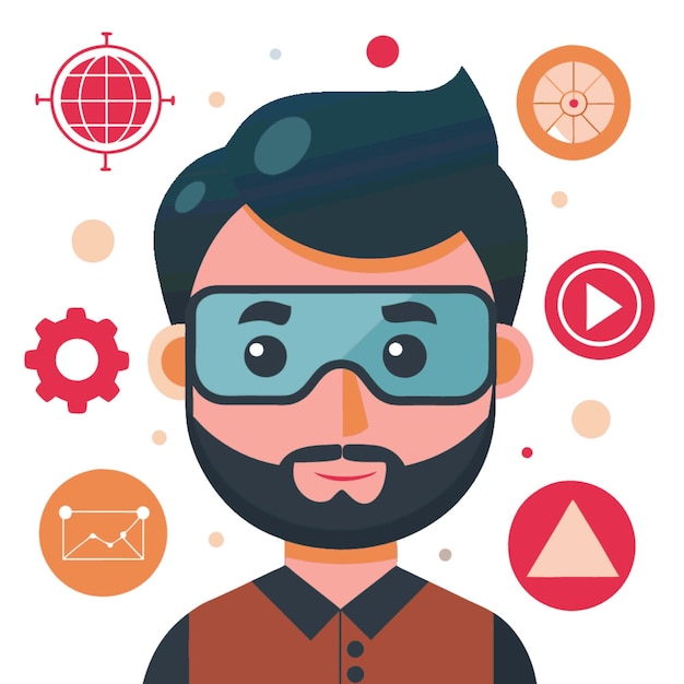 Technology Concept Vector Illustration Featuring Augmented Reality Design Flat Style Elements