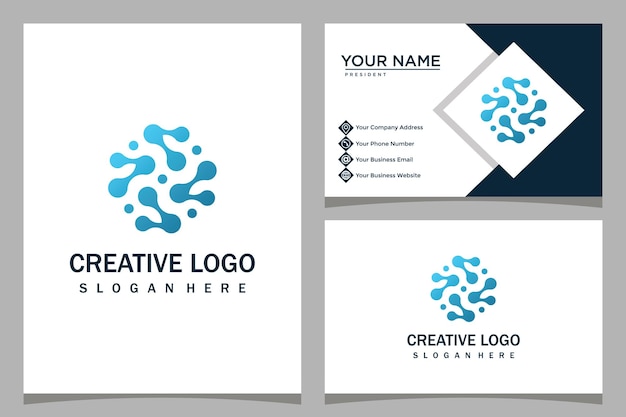 technology design logo template with business card design