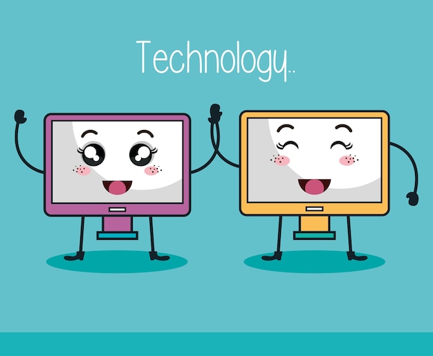 technology device character kawaii style vector illustration design