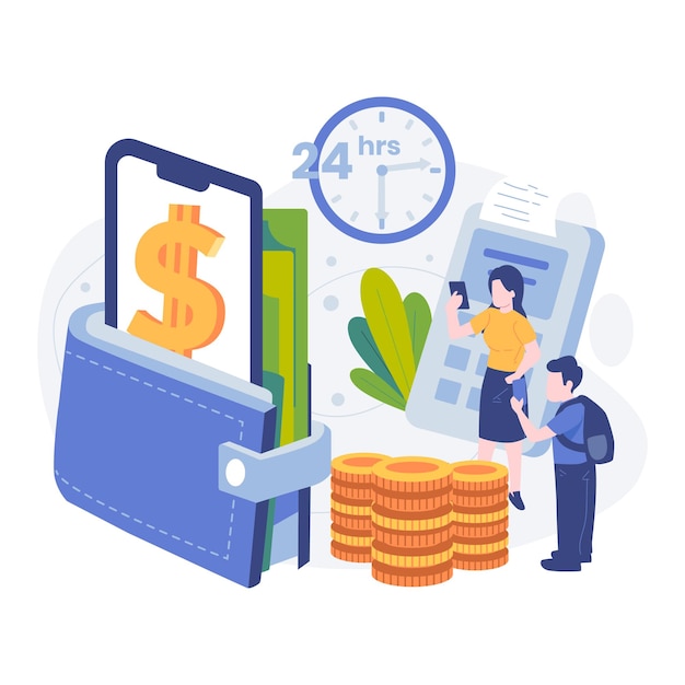 Technology digital banking flat illustration