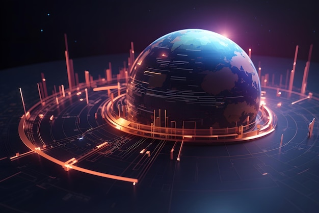 Technology Digital HUD Globe network Digital data connection futuristic abstract background