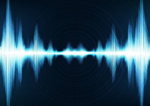 Technology Digital Sound Wave on Blue Background