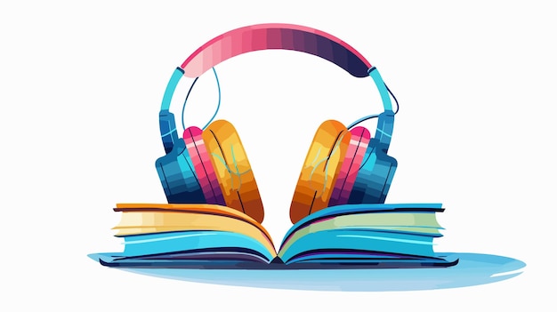 Vector technology in education audiobooks and online learning concept