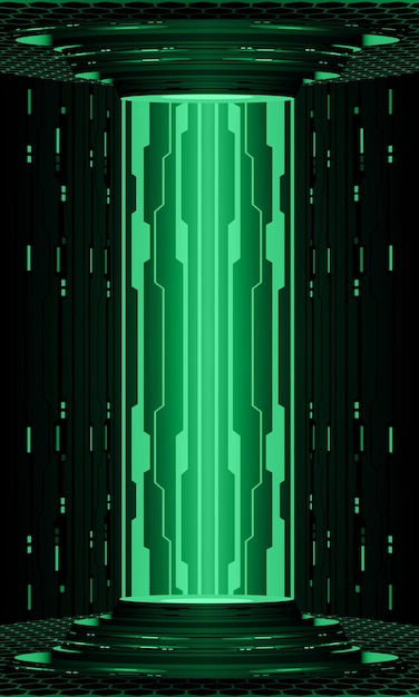 Technology futuristic green light cyber stage power computer data vector