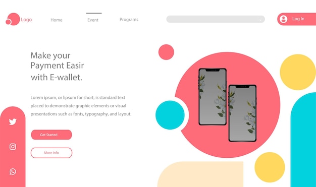 Technology and gadgets theme landing page can be used for digital and print