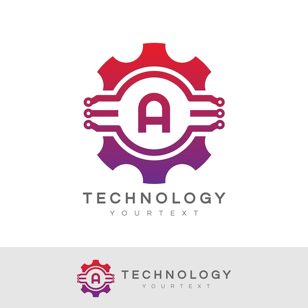 technology initial Letter A Logo design