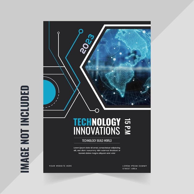 Technology Innovations Flyer Design Template in Black Background