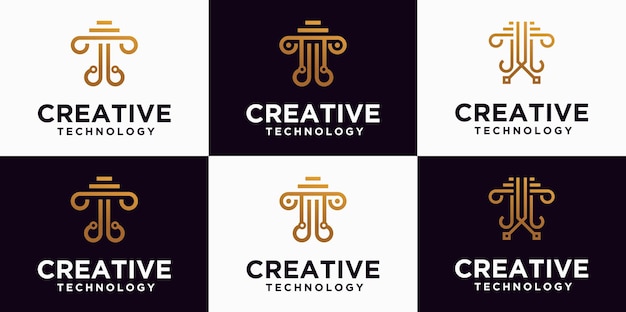 technology law logo, legal sign symbol logo, lawyer, technology law firm in golden color