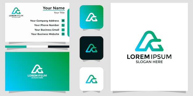 Technology letter A design logo and branding card