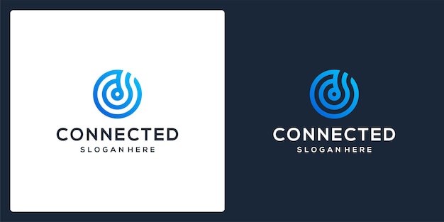 Technology logo connected with initial letter monogram d. premium vector