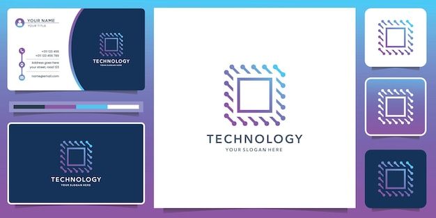 Technology logo design inspiration creative tech modern concept dot gradient color square shape