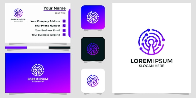 Technology logo design letter and branding card