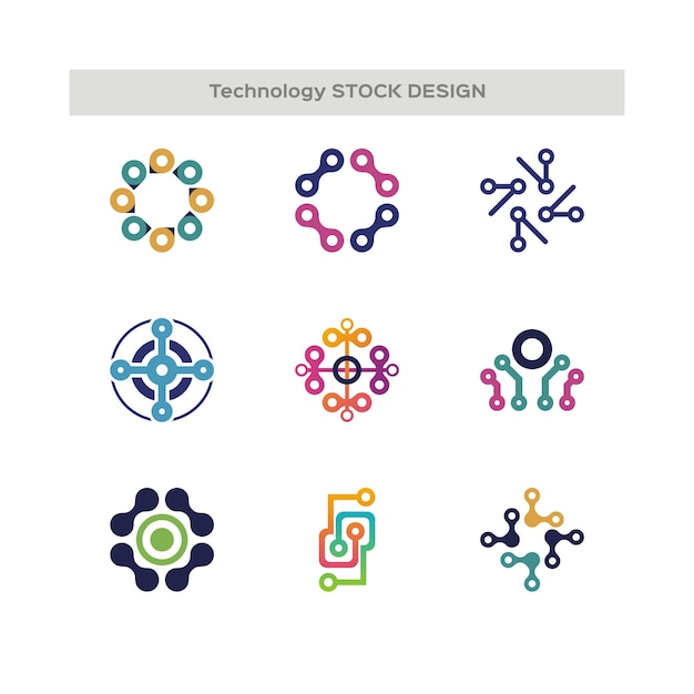 Technology vector logo set for corporate identity. Network, Internet Design element.