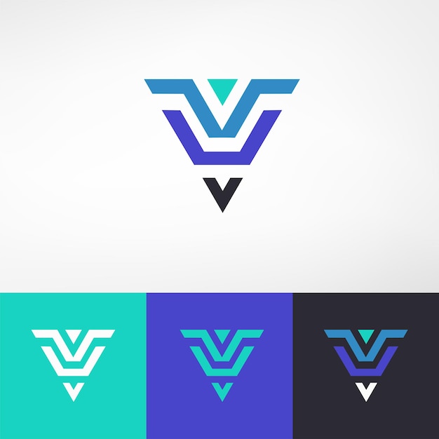 Techy abstract logo of the letter V or shield inverted triangle arrow play button or letter A