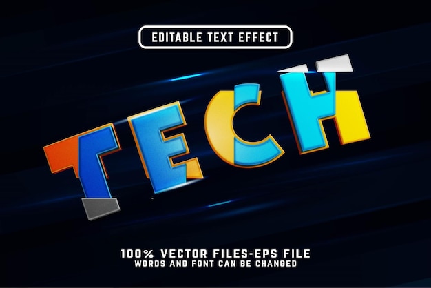 Tecno 3d text effect premium vectors