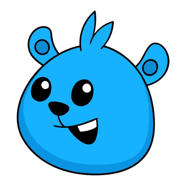 Teddy bear head friendly smiling face doodle icon image kawaii