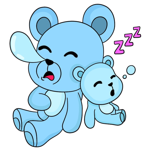 Teddy bear sleeping together. cartoon illustration cute sticker