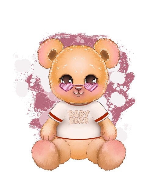 Teddy bear in t-shirt with Baby Bear Slogan.