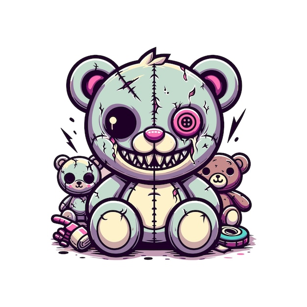 a teddy bear with a broken mouth horror Teddy bear evil teddy bear spooky Teddy bear