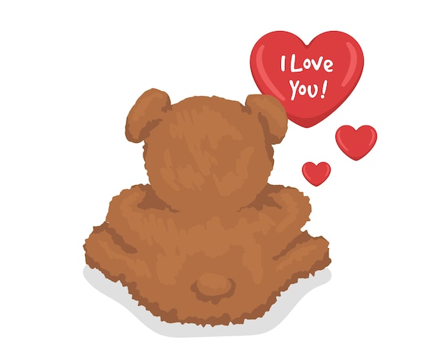 A teddy bear with hearts. I love you. Template for a creative card. New Design Idea. Vector illustration.