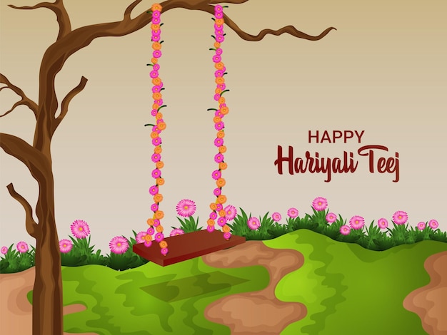 Teej festival illustration banner design