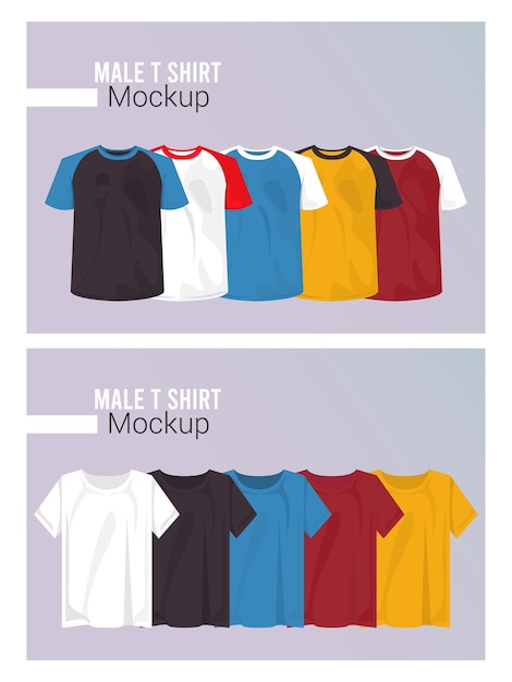 Teen mockup shirts set colors.