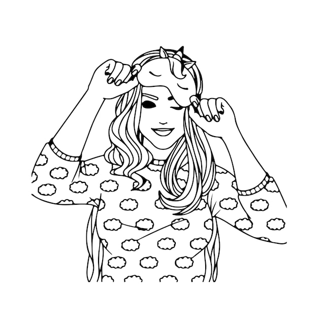 teenage girl coloring pages for teens vector art illustration