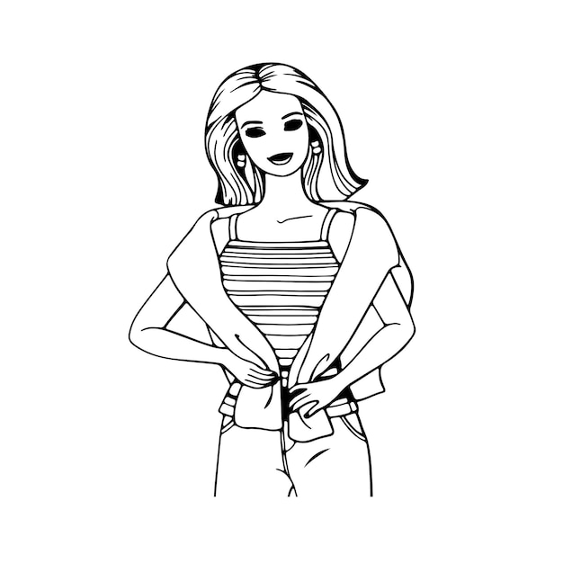 teenage girl coloring pages for teens vector art illustration