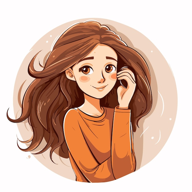 Teenager Combing Hair Illustration Professional Image for Beauty and Personal Care Concepts