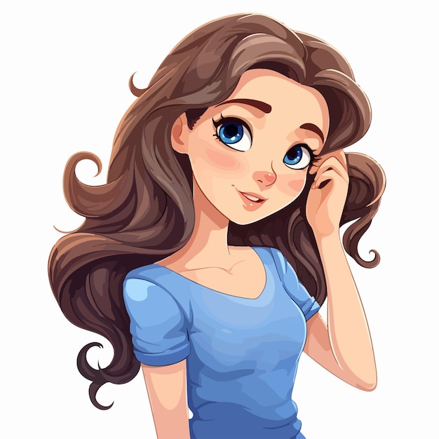 Teenager Combing Hair Illustration Professional Image for Beauty and Personal Care Concepts