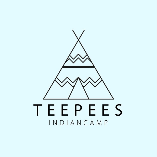 Vector teepees indian camp line art logo icon and symbol vector illustration design