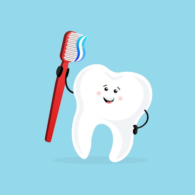 Teeth cartoon great design for any purposes Flat cartoon cleaning teeth