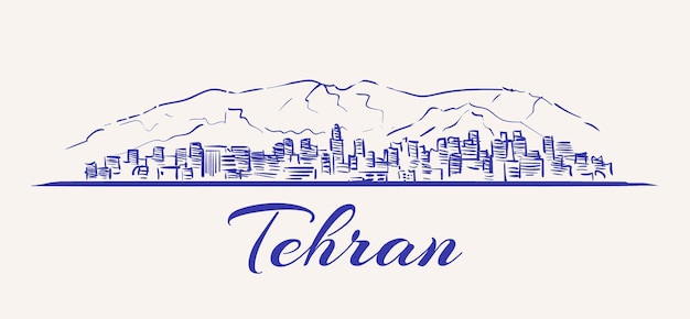 Tehran sketch skyline Tehran hand drawn vector illustration Isolated on white background