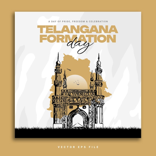 Telangana formation day Instagram Social media post banner