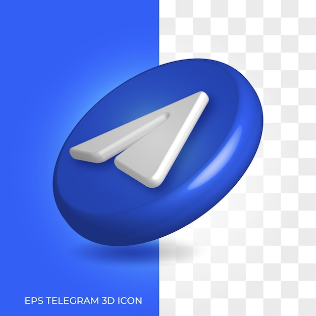 Vector telegram 3d logo style in rounded  icon asset isolated