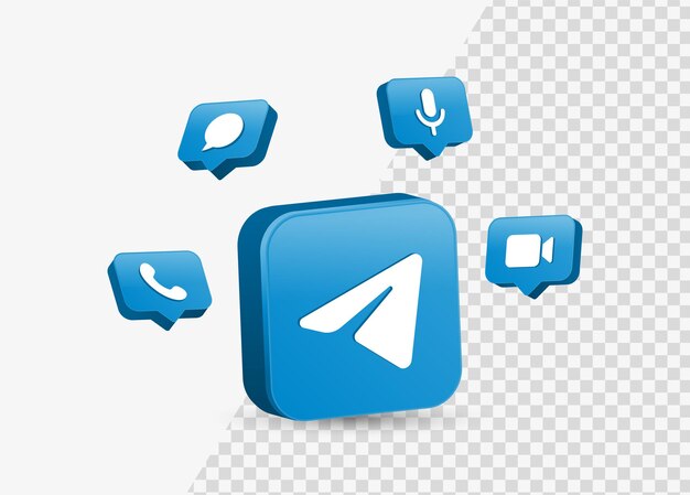 Vector telegram icon 3d logo in square for social media logos with notification icons in speech bubble