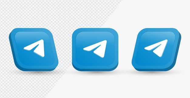 Telegram logo icon in modern 3d rendering square for social media icons or networking logos