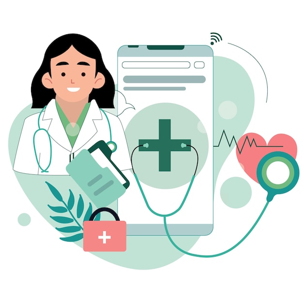 TeleHealth Concept Flat Vector