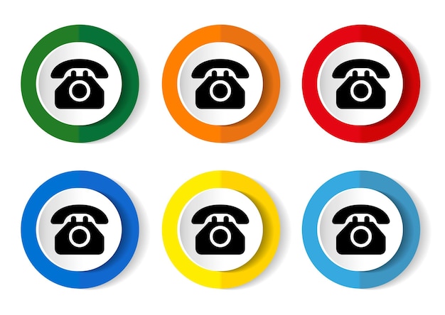 Telephone vector icon set flat design buttons on white background for webdesign