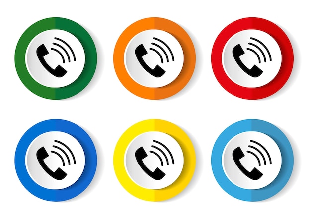 Telephone vector icon set flat design buttons on white background for webdesign