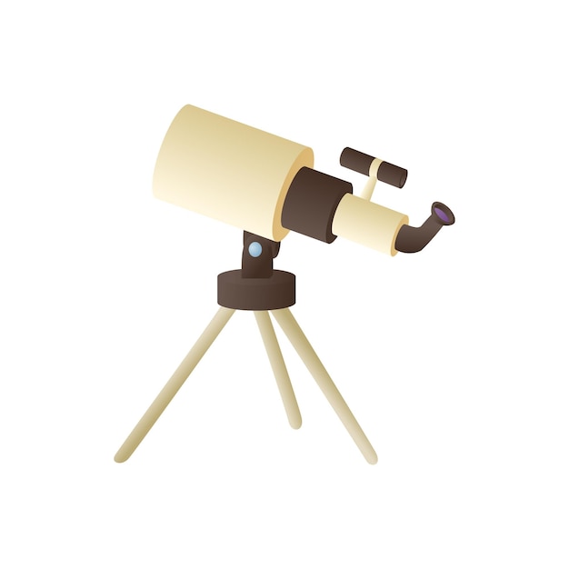 Telescope icon in cartoon style on a white background