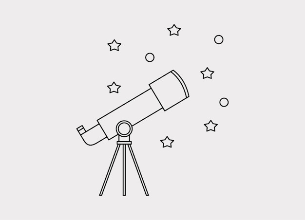 Telescope vector illustration in handdrawn style isolated on paper background