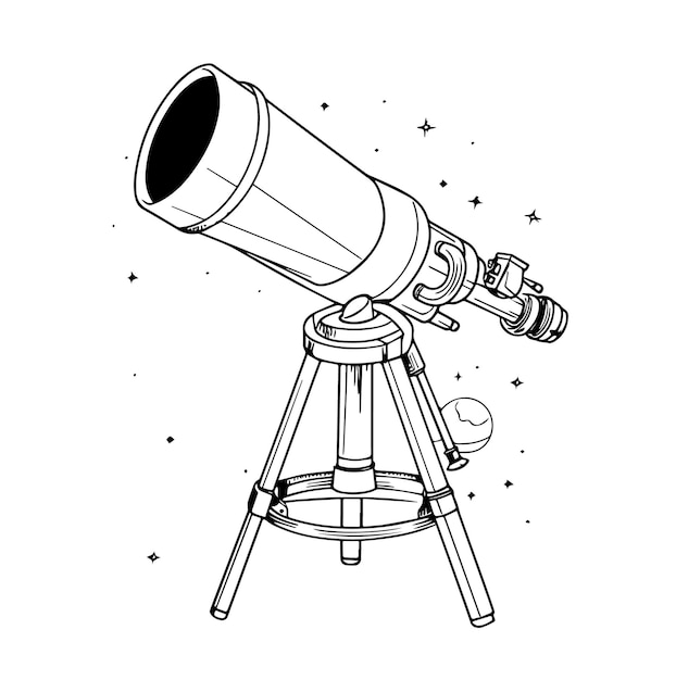 Telescope vector illustration in handdrawn style isolated on white background Telescope doodle ill