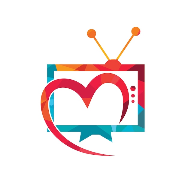 Television love vector logo design TV with heart icon vector design