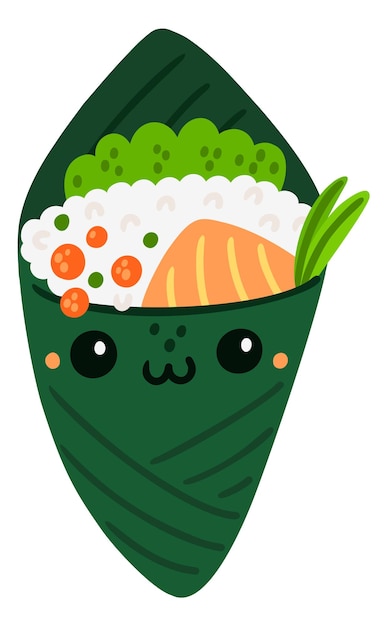 Temaki kawaii food icon Asian menu mascot