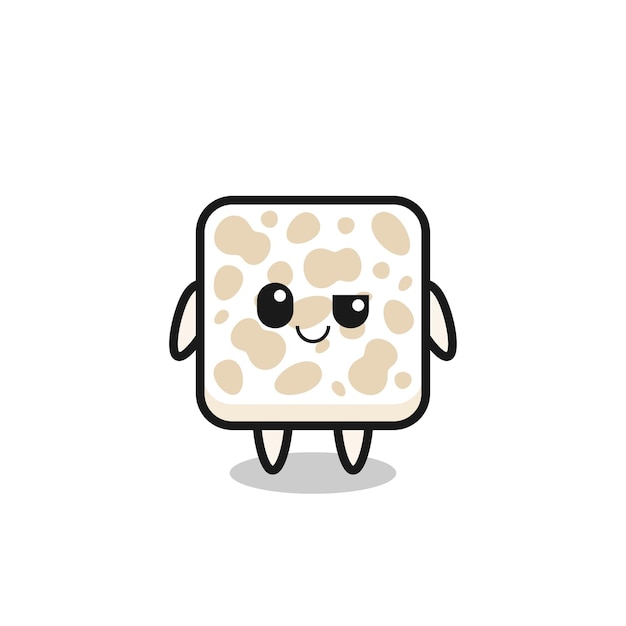 Tempeh cartoon with an arrogant expression