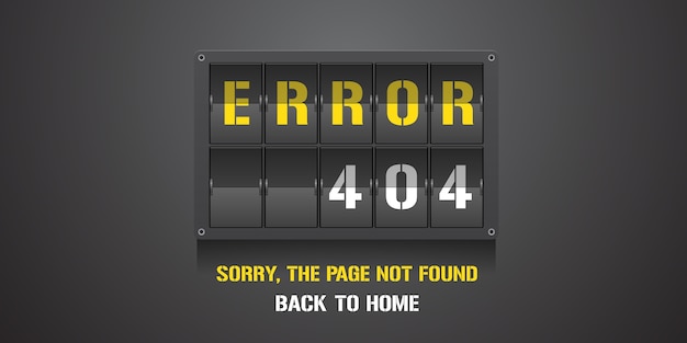 Template 404 error page, banner with not found message. Mistake warning background for web page error 404 concept creative design element