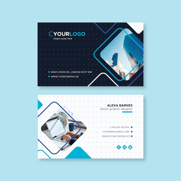 Template abstract business card with photo